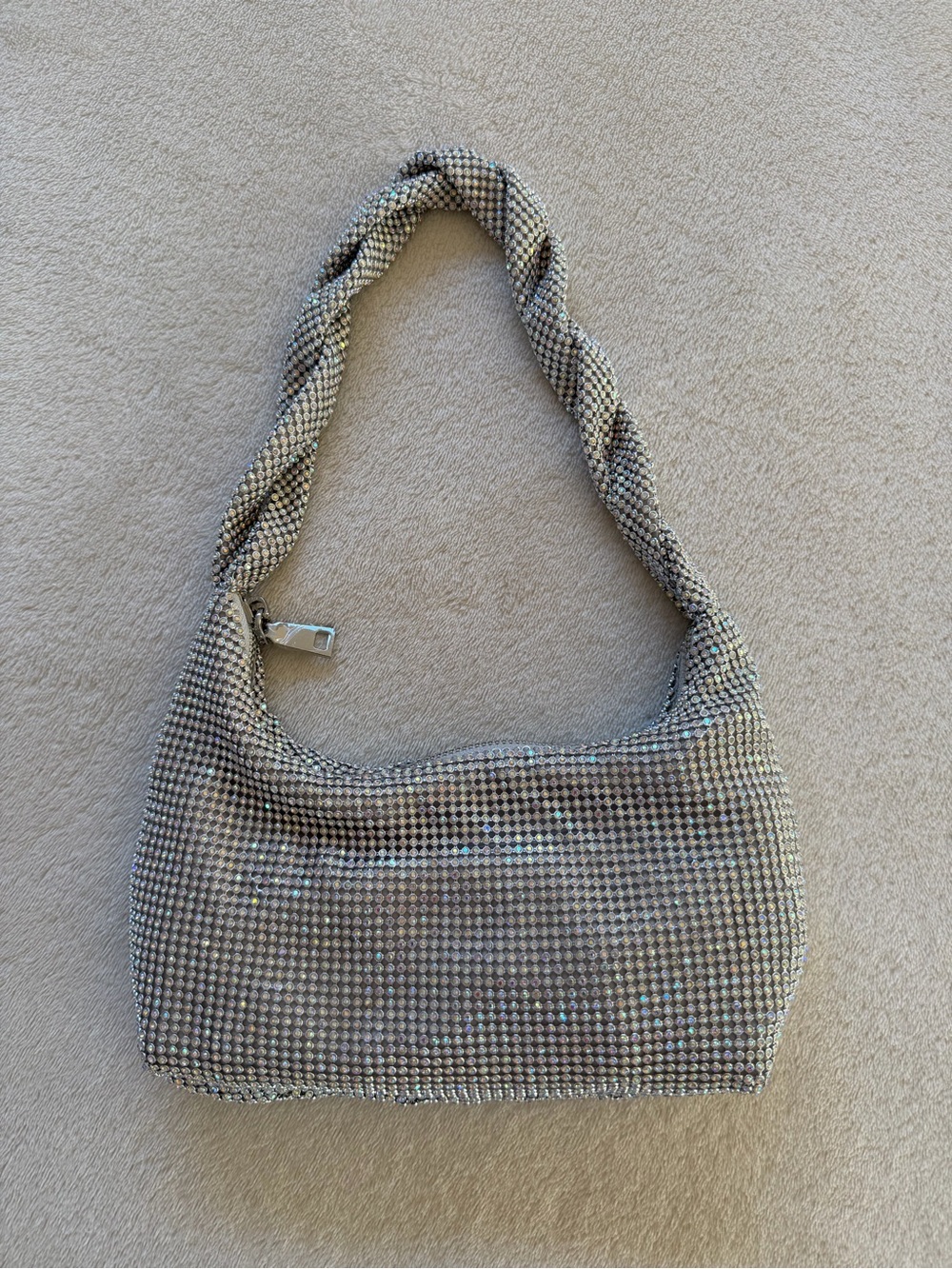 Silver Crystal-Embellished Women's Shoulder Bag - Picture 2 of 8